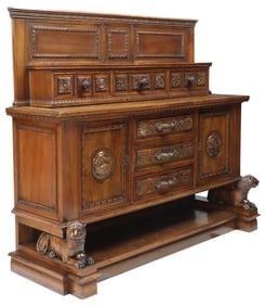 ITALIAN LIBERTY STYLE CARVED WALNUT SIDEBOARD
