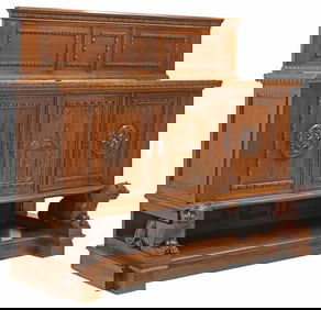 ITALIAN LIBERTY STYLE CARVED WALNUT SERVER