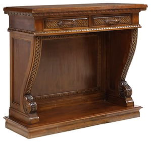ITALIAN LIBERTY STYLE CARVED WALNUT CONSOLE TABLE