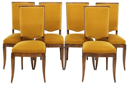 (6) FRENCH ART DECO PERIOD UPHOLSTERED DINING CHAIRS