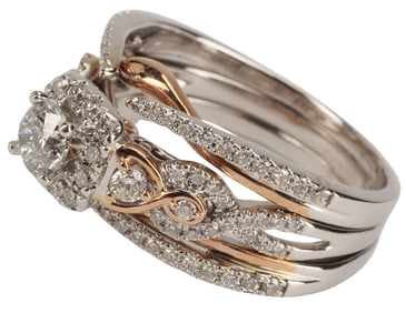 ESTATE 14KT WHITE & ROSE GOLD & DIAMOND BRIDAL SET