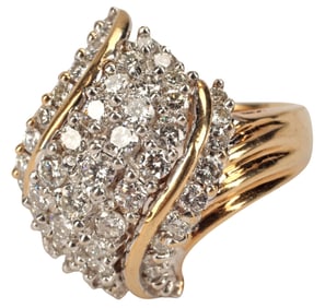 ESTATE 14KT YELLOW GOLD & 1.85CTTW DIAMOND COCKTAIL RING