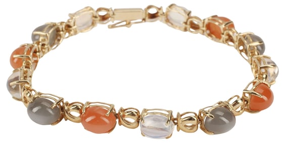 ESTATE 14KT GOLD & MULTI-COLORED MOONSTONE LINE BRACELET