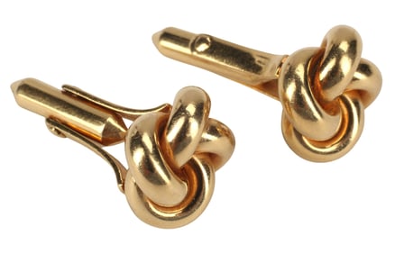 ESTATE DOLAN BULLOCK 14KT YELLOW GOLD KNOT MOTIF CUFFLINKS