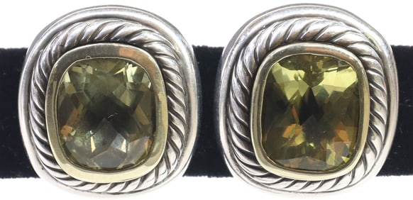 ESTATE DAVID YURMAN ALBION LEMON CITRINE CABLE EARRINGS