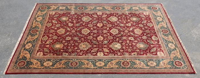 HAND-TIED INDIAN TABRIZ RUG, 14'3" X 10'