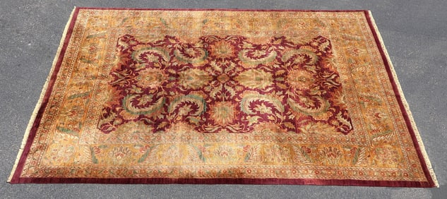 HAND-TIED INDIAN MAGNOLIA RUG, 12'6" X 8'8"