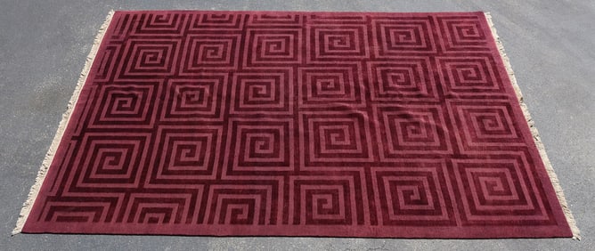 CONTEMPORARY HAND-TIED GEOMETRIC RUG, INDIA, 13'6" X 9'8"