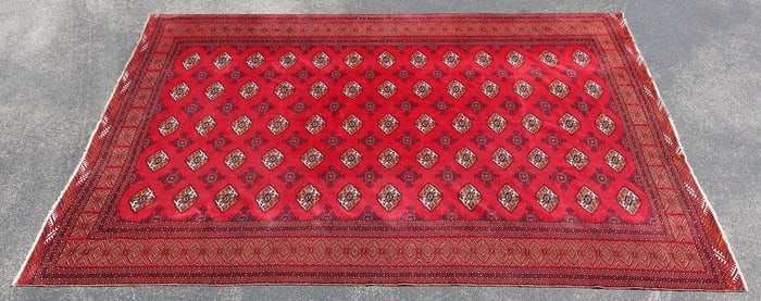 HAND-TIED PERSIAN TURKOMAN RUG, 12'9" X 9'5"