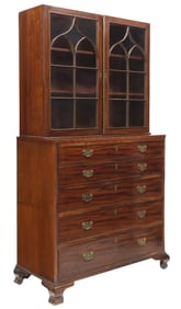 ENGLISH GEORGE III MAHOGANY SECRETAIRE BOOKCASE