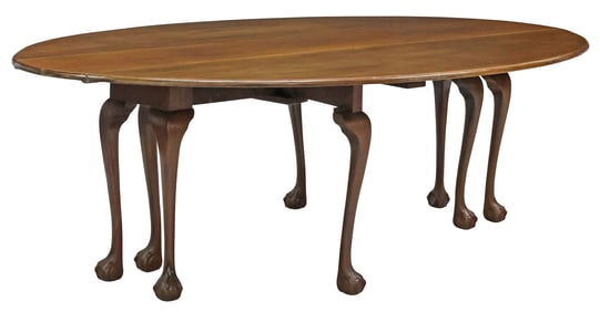 LARGE ENGLISH CHIPPENDALE STYLE MAHOGANY WAKE TABLE