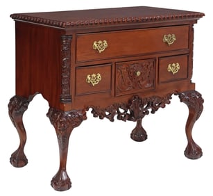 CHIPPENDALE STYLE CARVED MAHOGANY LOW BOY
