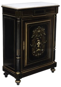 FRENCH NAPOLEON III INLAID EBONIZED CABINET