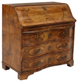 VENETIAN PATCHWORK OLIVEWOOD FALL-FRONT SECRETARY, 18TH C.