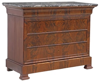 FRENCH LOUIS PHILIPPE MARBLE-TOP MAHOGANY COMMODE