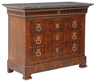 FRENCH LOUIS PHILIPPE MARBLE-TOP WALNUT COMMODE