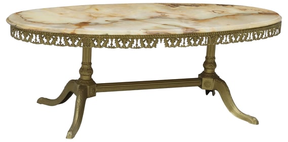 FRENCH ONYX-TOP GILT METAL COFFEE TABLE