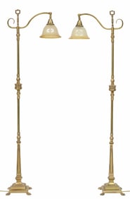 (2) CONTEMPORARY VICTORIAN STYLE BRASS 1-LIGHT FLOOR LAMPS