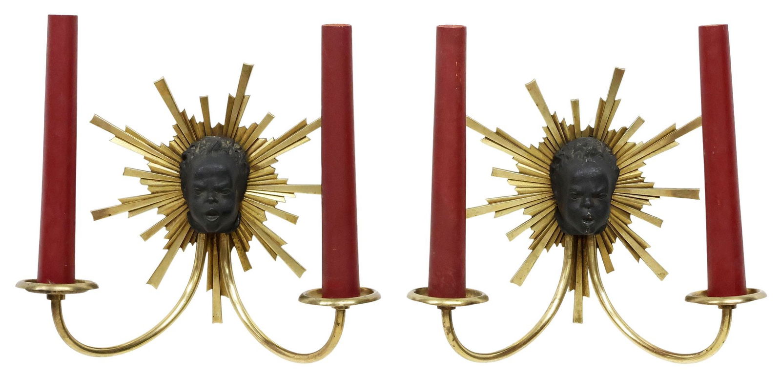 (2) FRENCH BRONZE & METAL TWO-LIGHT SCONCES (1 of 4)