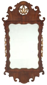 GEORGE II PARCEL-GILT MAHOGANY MIRROR
