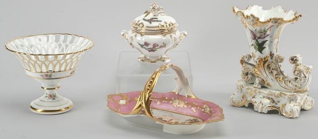 (4) FRENCH & ENGLISH PORCELAIN TABLE ARTICLES