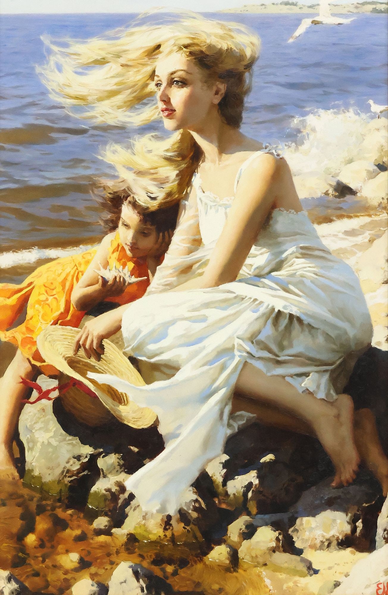 KATYA MORGUN (RUSSIAN, B.1982) PAINTING, 'WINDY AFTERNOON,' 29" X 19" (1 of 4)