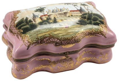 SEVRES STYLE PARCEL-GILT PORCELAIN TABLE BOX