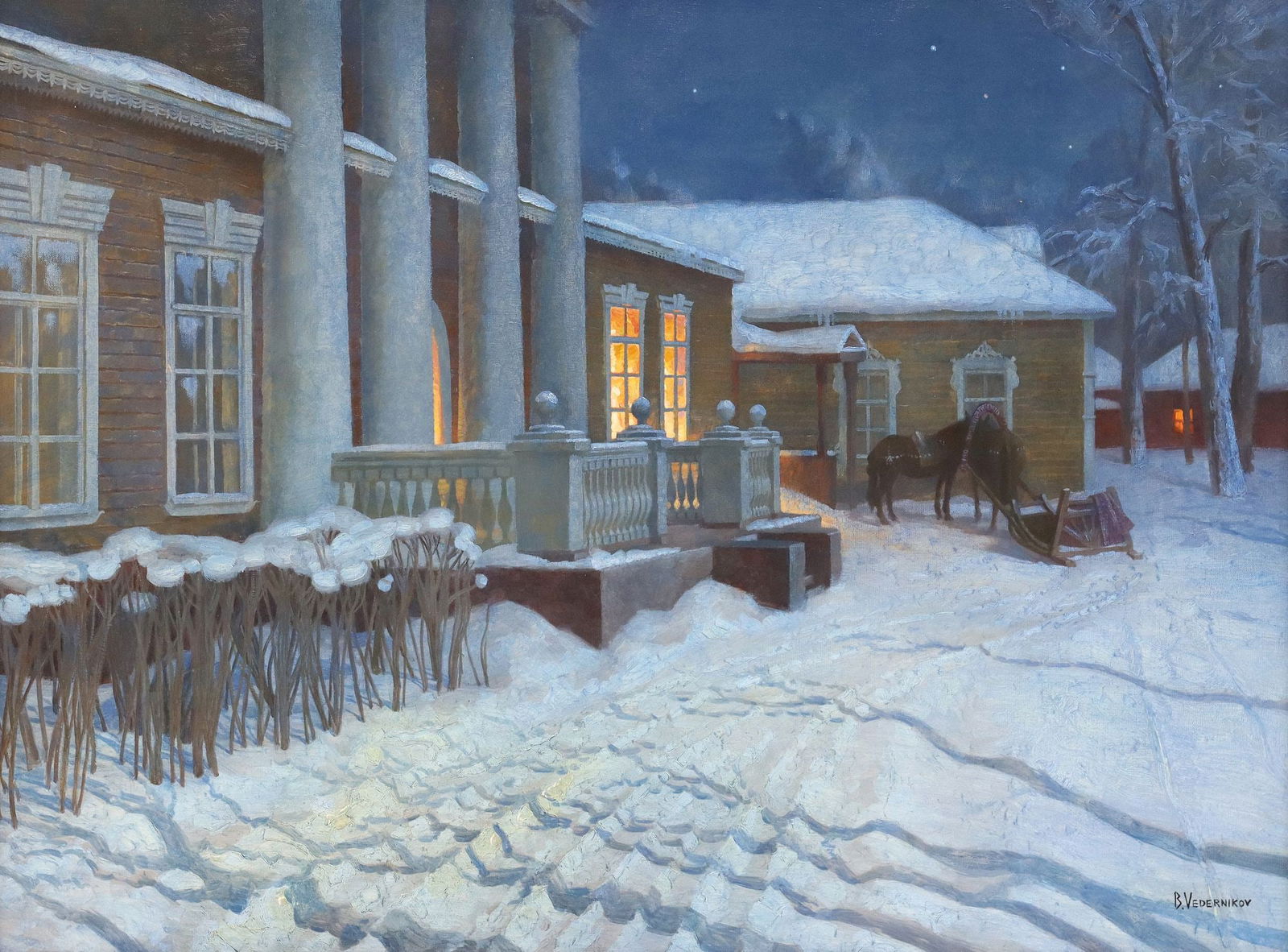 BORIS VEDERNIKOV (B.1967) WINTER NOCTURNE WITH TROIKA (1 of 5)