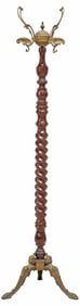 ITALIAN GILT METAL & SPIRALED WOOD HALL TREE