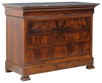 FRENCH LOUIS PHILIPPE PERIOD MARBLE-TOP MAHOGANY COMMODE