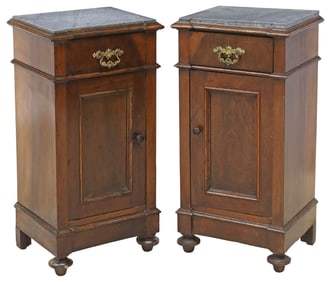(2) ITALIAN MARBLE-TOP MAHOGANY NIGHTSTANDS