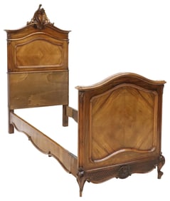 FRENCH LOUIS XV STYLE CARVED WALNUT BED
