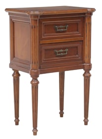 FRENCH LOUIS XVI STYLE MAHOGANY 2-DRAWER NIGHTSTAND