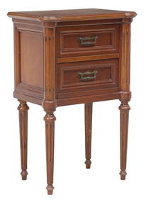 FRENCH LOUIS XVI STYLE MAHOGANY 2-DRAWER NIGHTSTAND (1 of 5)