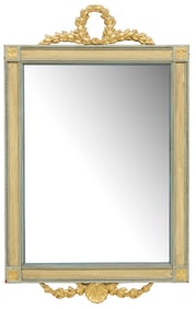 FRENCH LOUIS XVI STYLE PARCEL-GILT PAINTED WALL MIRROR