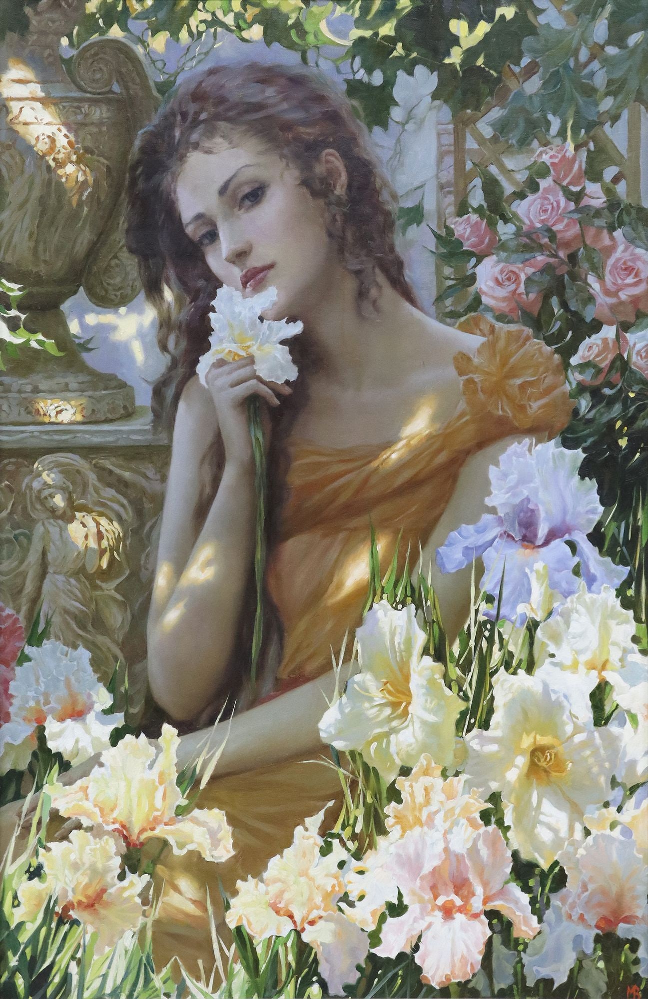 SLAVA MORGUN (B.1982) PAINTING, 'IN THE SHADOWS OF THE GARDEN,' 47" X 31" (1 of 5)