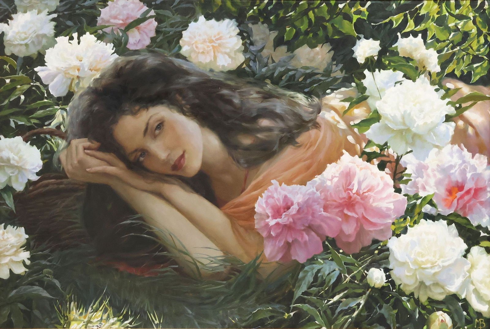 SLAVA MORGUN (B.1982) 'AMONG THE PEONIES' 31.5" X 47.25" (1 of 5)