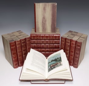 (16) LEATHER-BOUND LIBRARY SHELF BOOKS: COMPLETE WORKS OF GUY DE MAUPASSANT