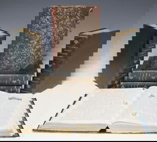 (6) FRENCH LEATHER-BOUND LIBRARY SHELF BOOKS, ENCYLOPEDIAS & SCIENCE