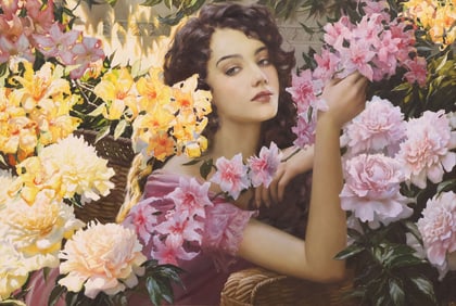 SLAVA MORGAN (B.1982) PAINTING, 'SOUTHERN BELLE,' 31" X 46"