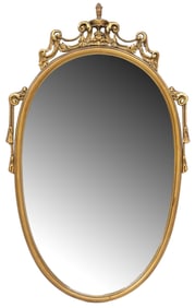 LOUIS XVI STYLE PARCEL GILT OVAL WALL MIRROR