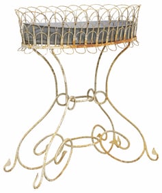 CONTINENTAL SCROLLED WROUGHT IRON STANDING JARDINIERE