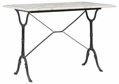 FRENCH MARBLE-TOP CAST IRON BISTRO TABLE
