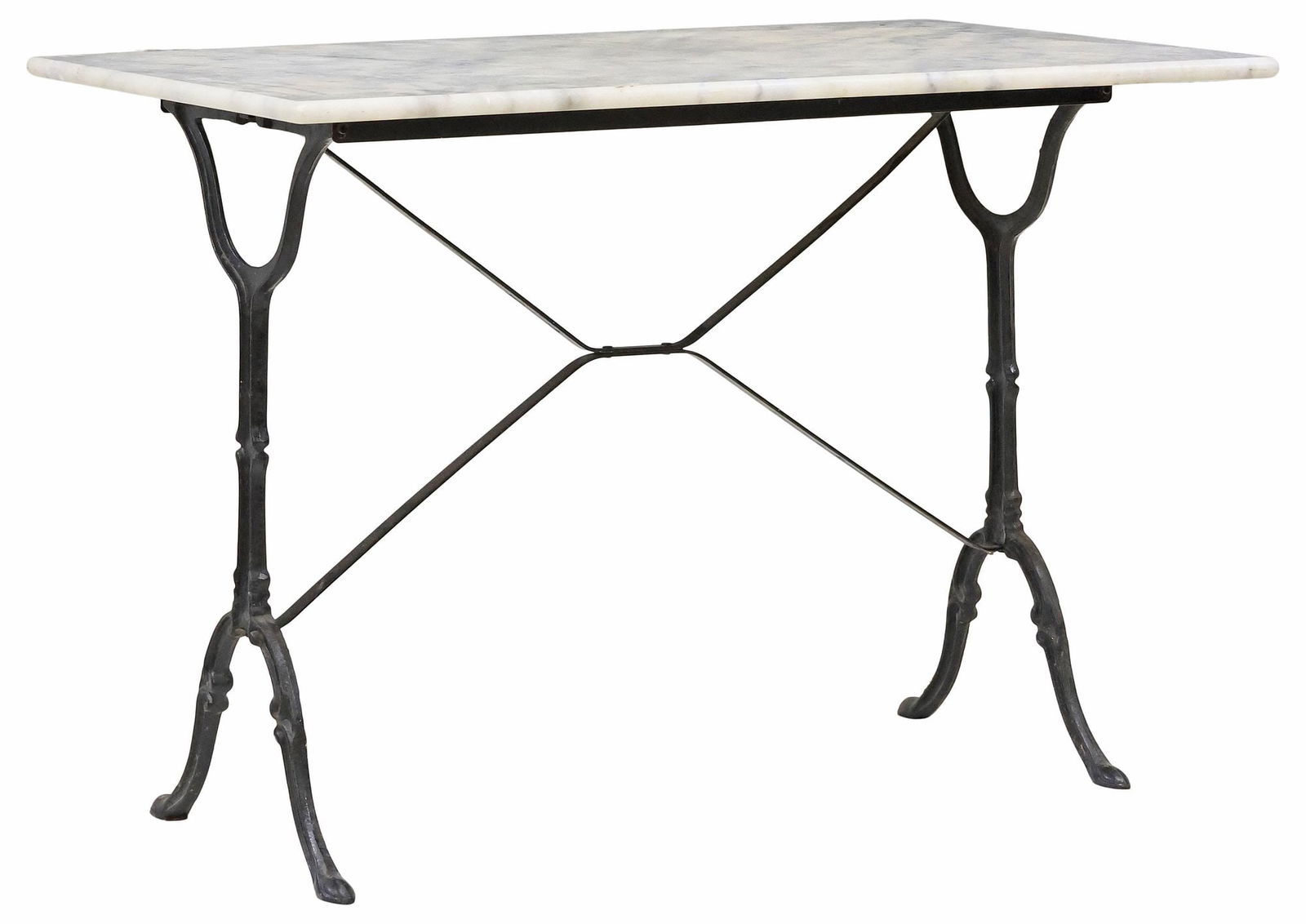 FRENCH MARBLE-TOP CAST IRON BISTRO TABLE (1 of 4)