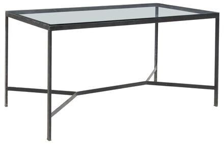 GLASS-TOP IRON OUTDOOR PATIO TABLE
