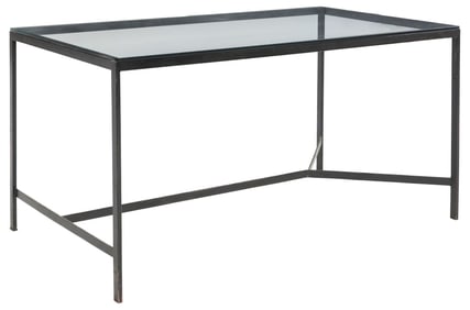 GLASS-TOP IRON OUTDOOR PATIO TABLE