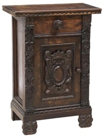 ITALIAN RENAISSANCE REVIVAL CARVED WALNUT NIGHTSTAND