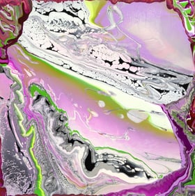 PETRONELLA GREER (B.1945) PAINTING, 'PURPLE MOLLUSKS,' 30" X 30"