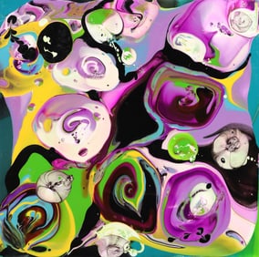 PETRONELLA GREER (B.1945) PAINTING, 'THERMAL ENERGY,' 12" X 12"