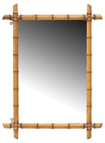 FRENCH FAUX BAMBOO TURNED WOOD WALL MIRROR